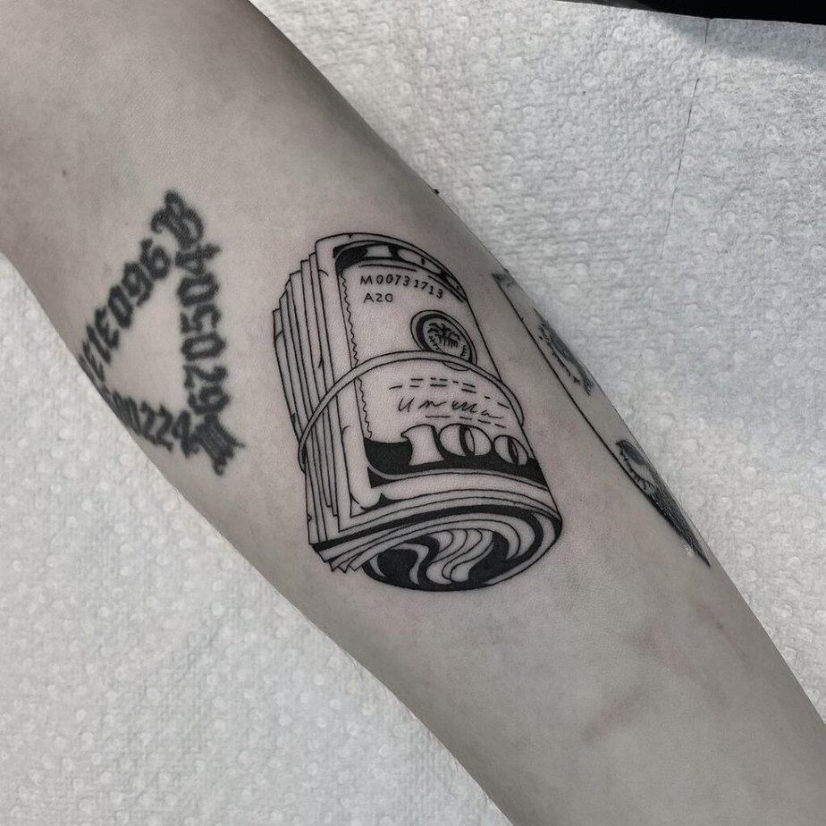 Money bundle tattoo ideas