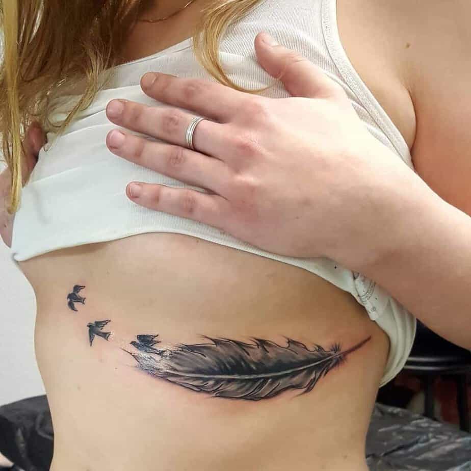 Common under-breast tattoos