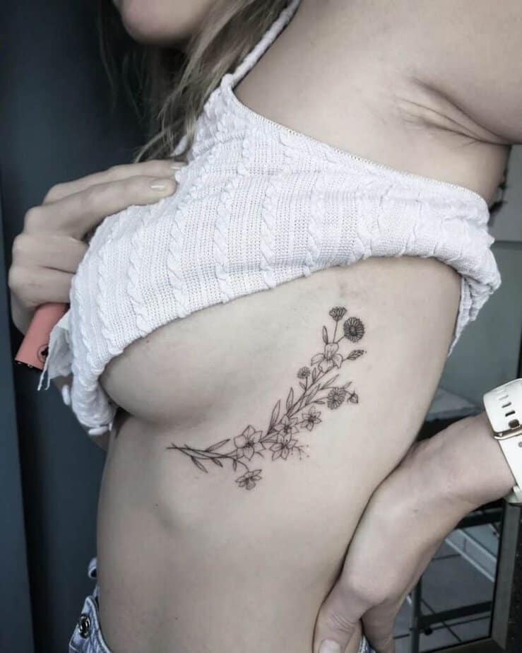 Floral under-breast tattoo ideas