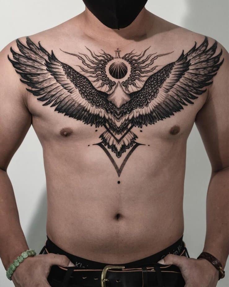 Chest eagle tattoo