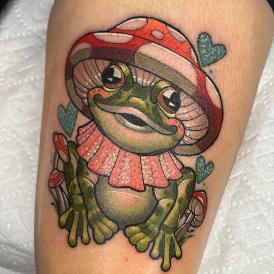 Colorful frog tattoo