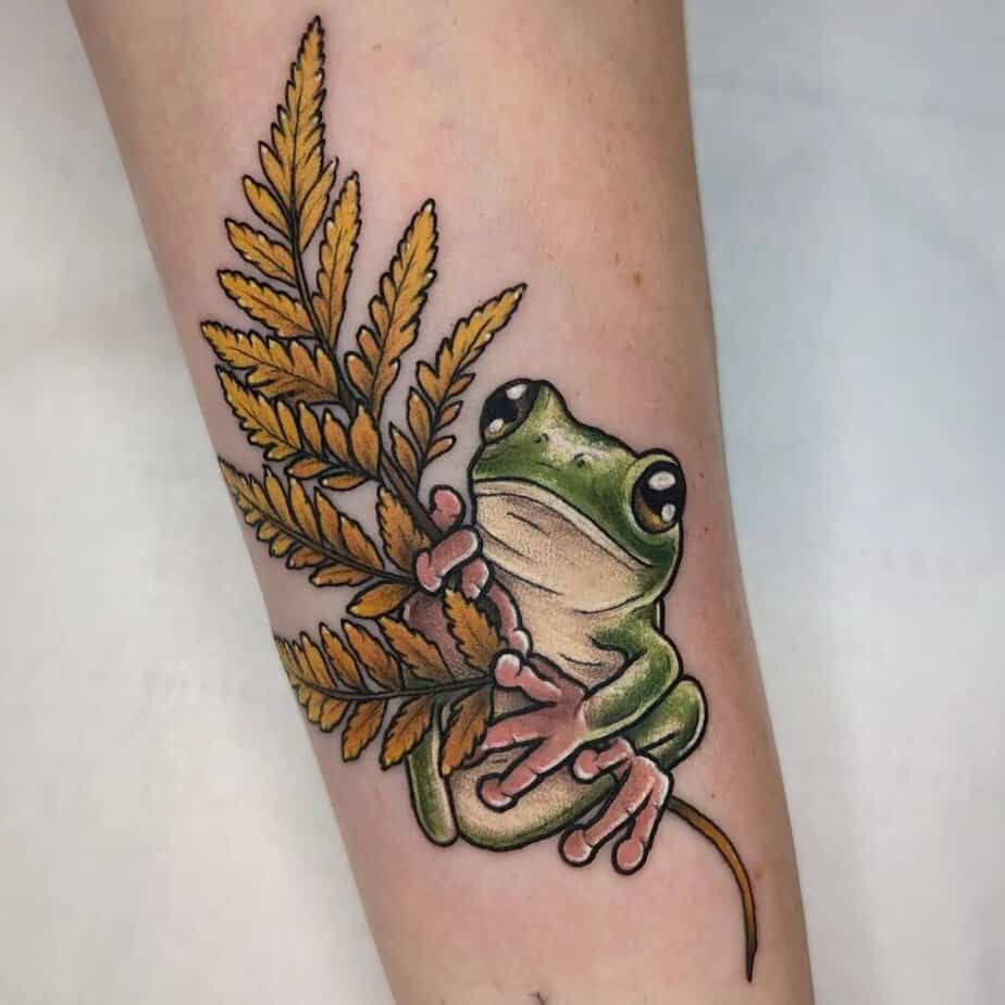 Colorful frog tattoo