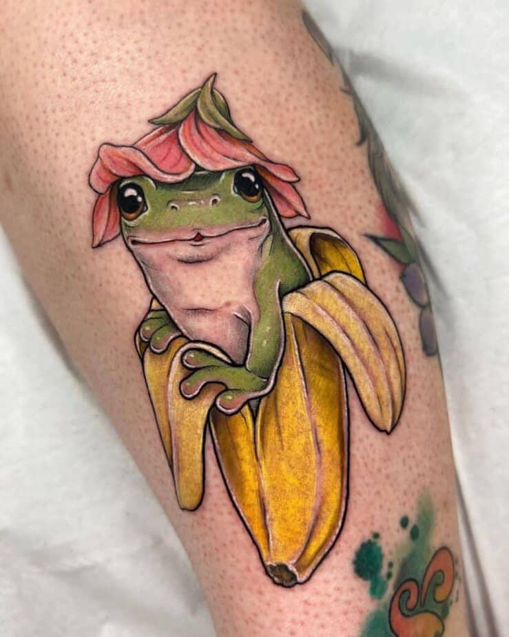 Colorful frog tattoo