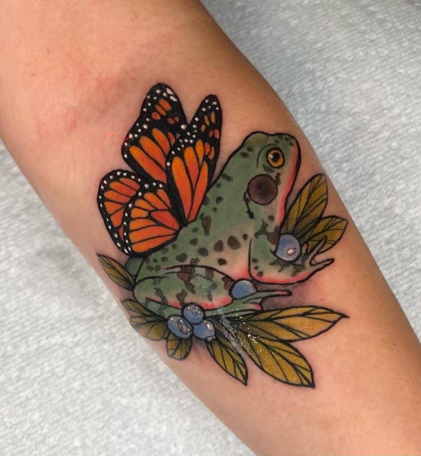 Colorful frog tattoo