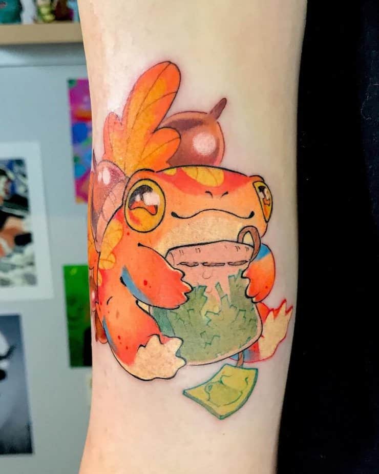 Colorful frog tattoo