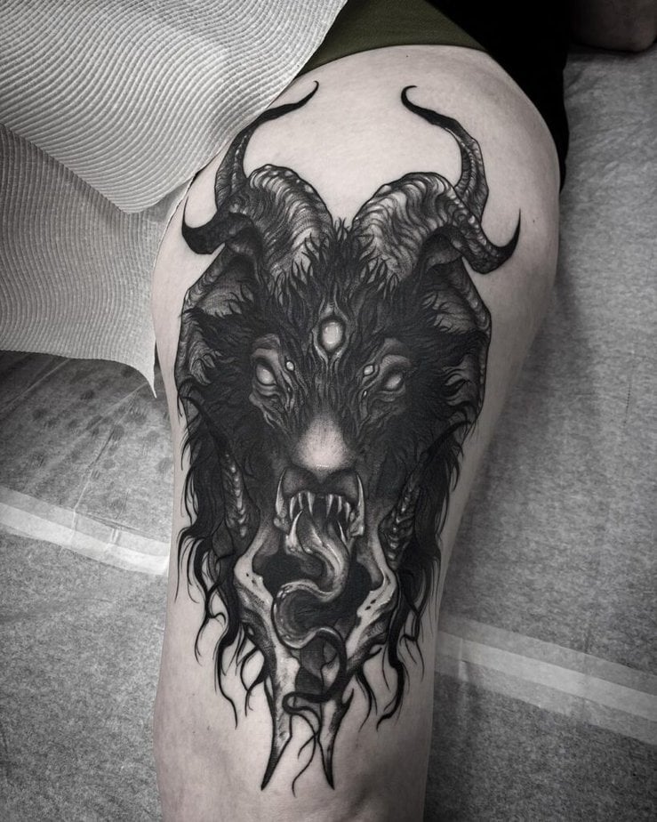 Creepy goat tattoos