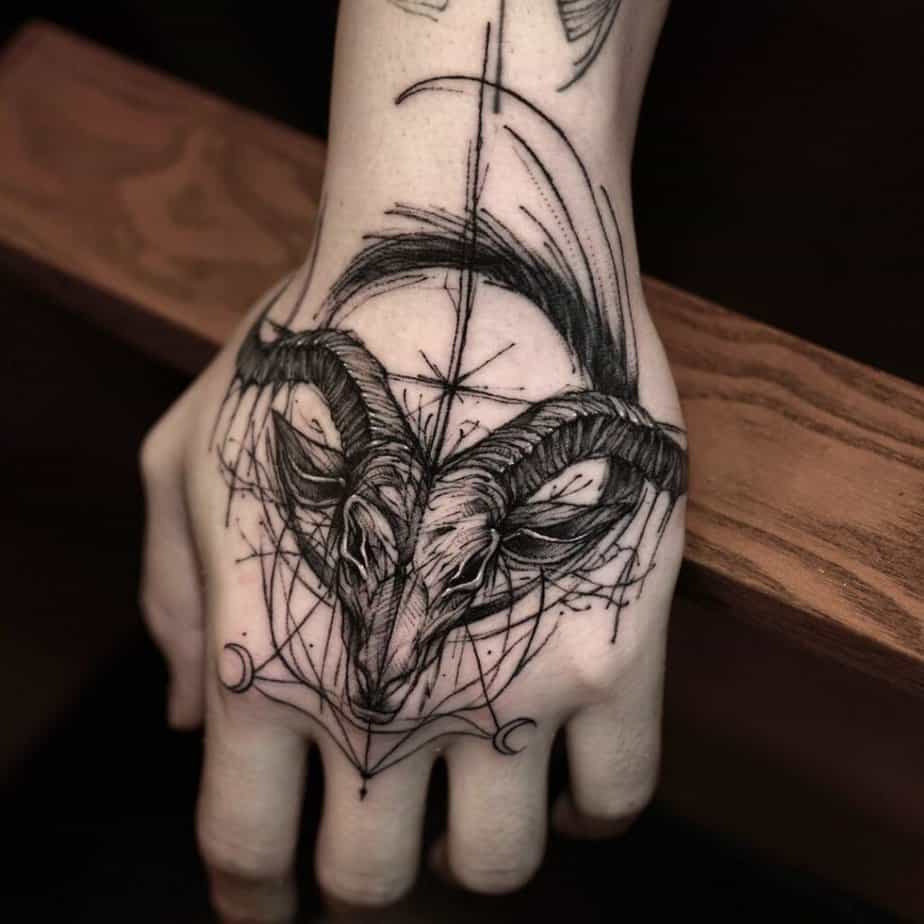 Creepy goat tattoos