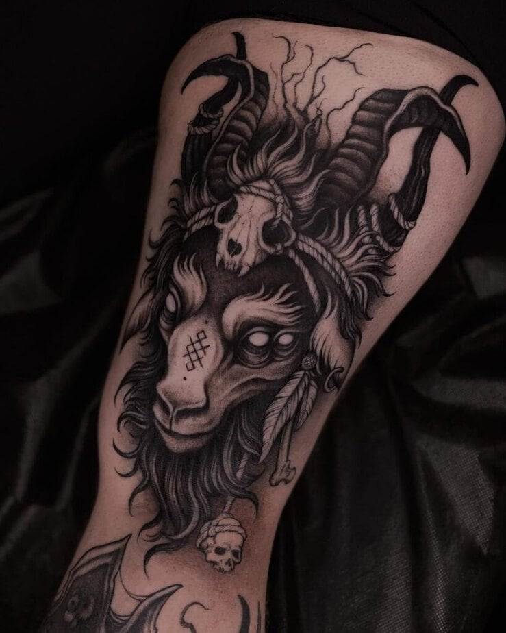 Creepy goat tattoos