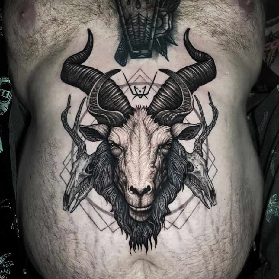 Creepy goat tattoos