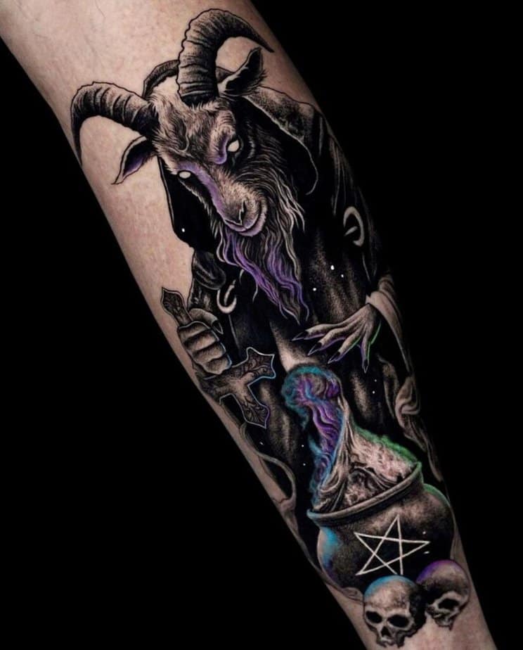 Creepy goat tattoos