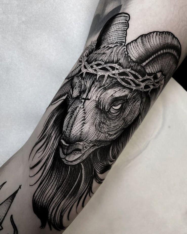 Black and gray goat tattoos