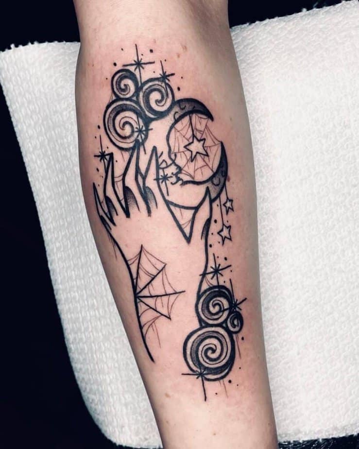 Celestial witch hands tattoo 