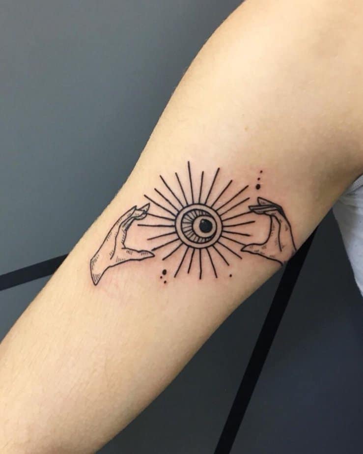 Celestial witch hands tattoo 