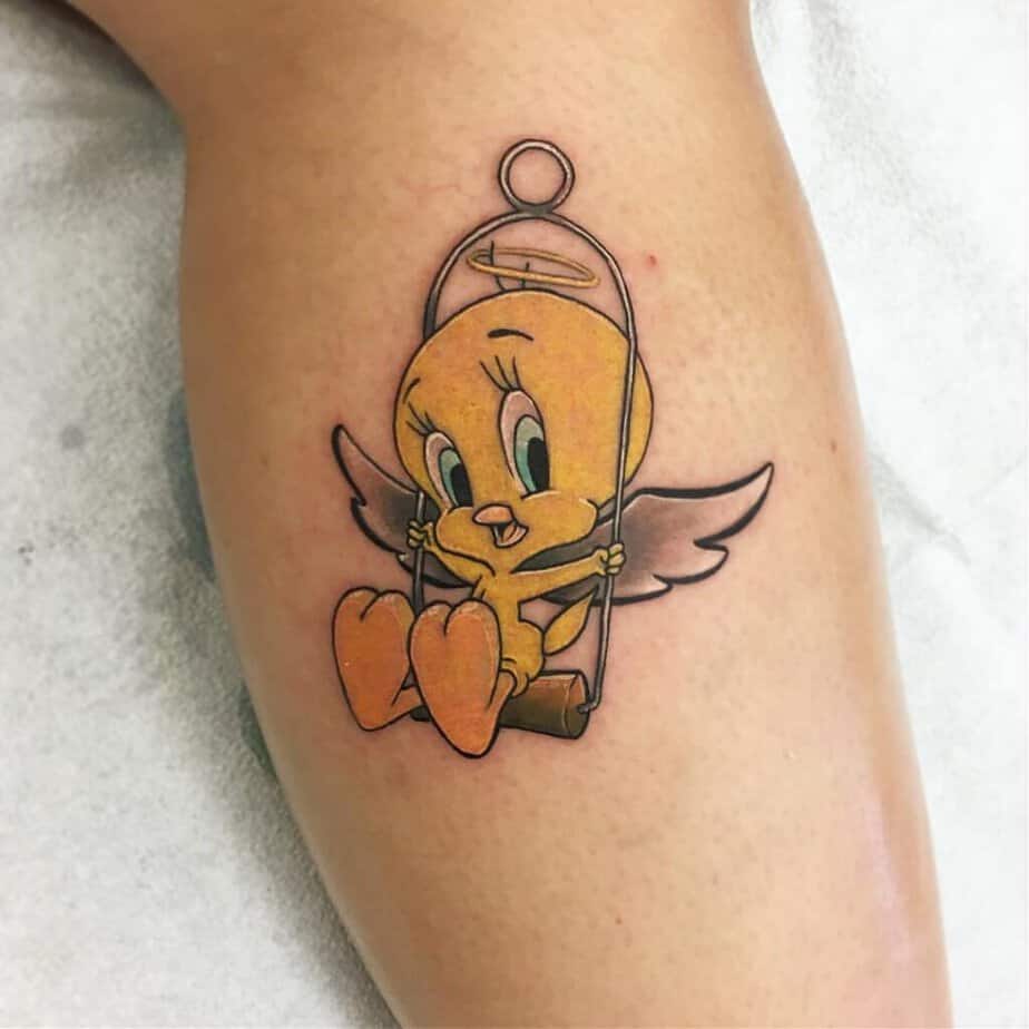 Full-color Tweety bird tattoo
