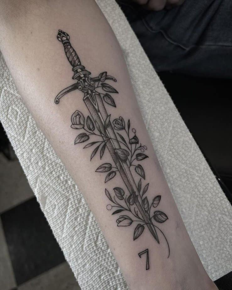 Fantasy dagger tattoo