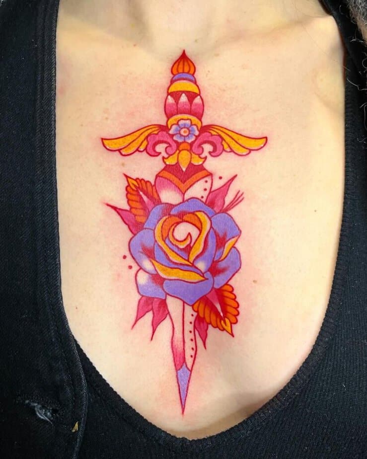 Feminine dagger tattoos