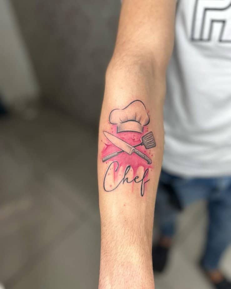 1. A chef tattoo on the forearm