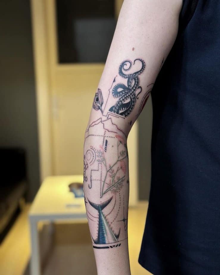 23. A geometric chef tattoo