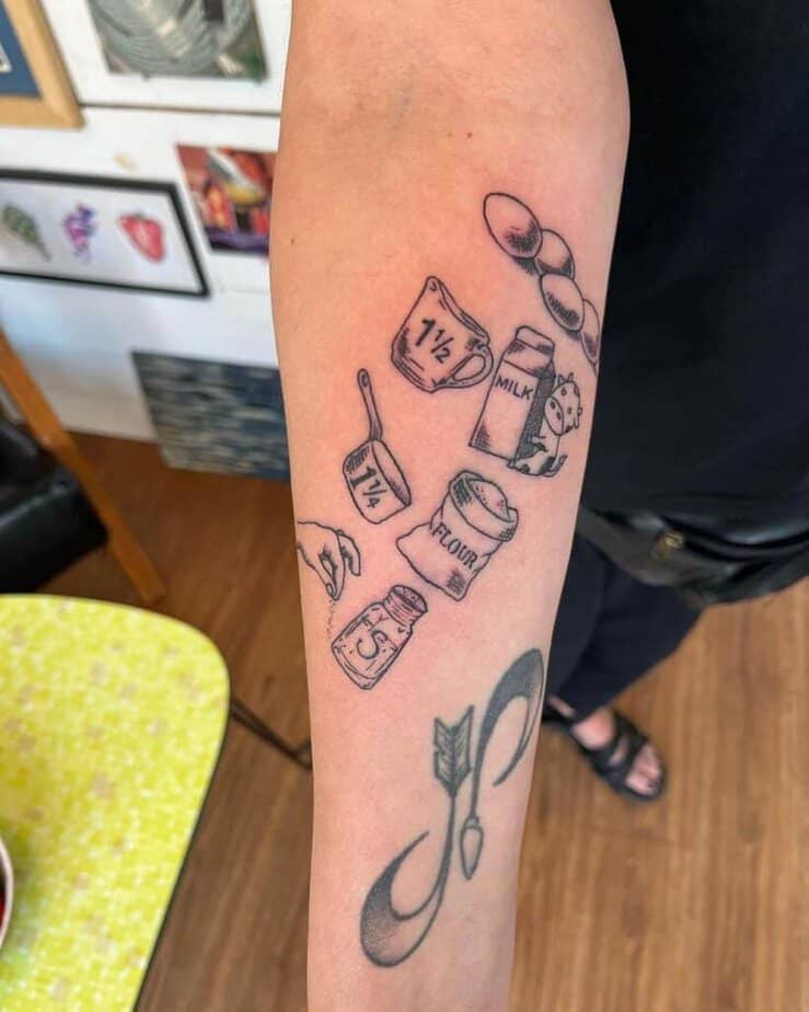 6. A tattoo of recipe ingredients on the forearm