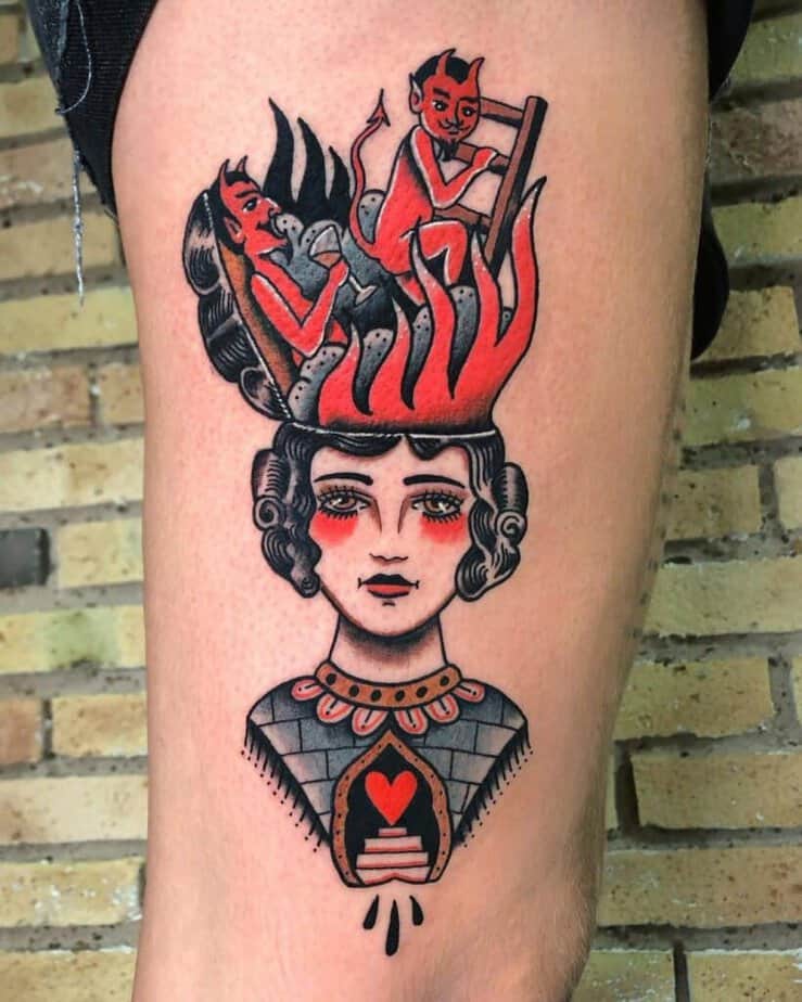 Traditional devil tattoo