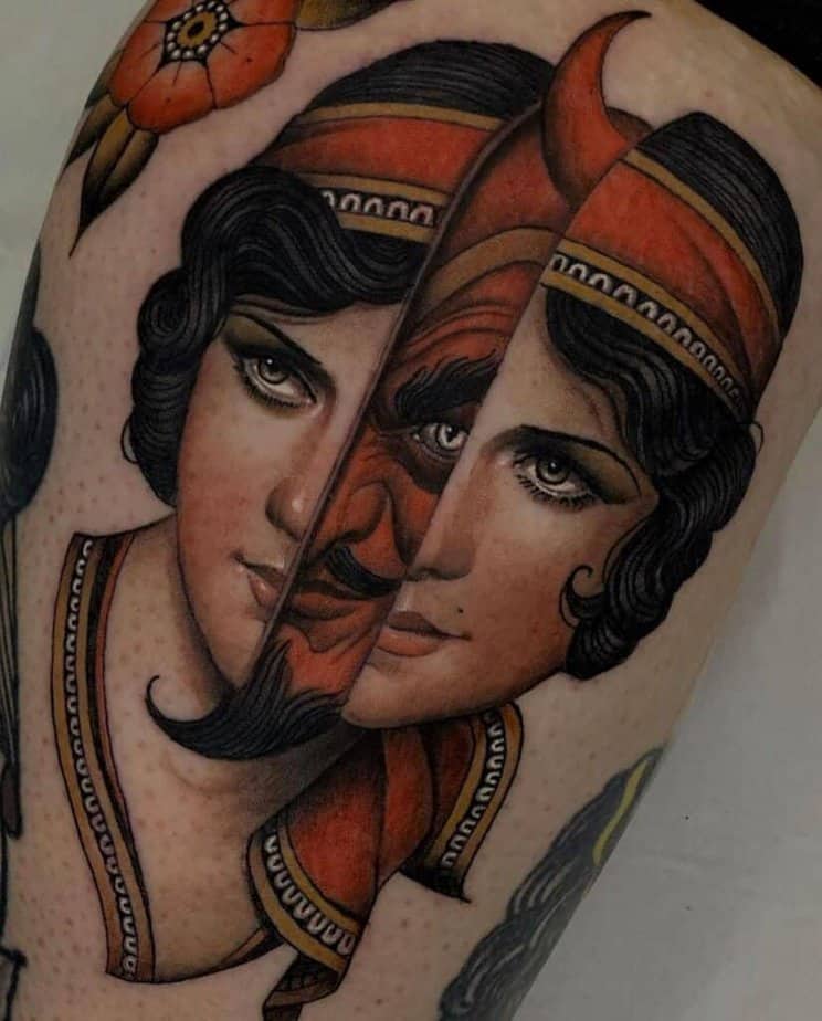 Traditional devil tattoo