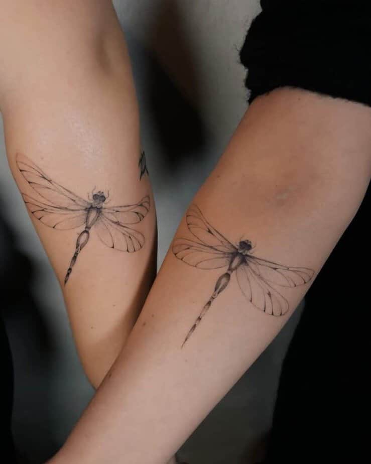 22. Another matching dragonfly tattoo