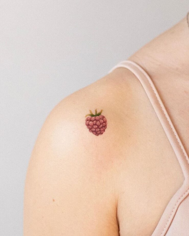 11. A raspberry tattoo on the shoulder
