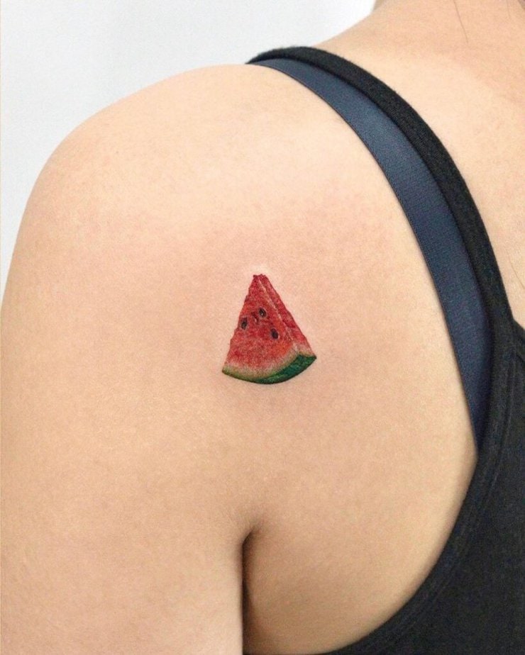 8. A watermelon tattoo on the shoulder