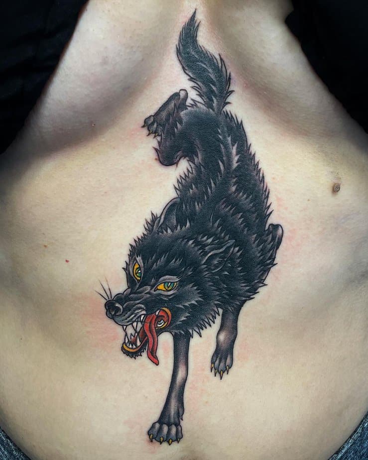 Sprinting wolf tattoo