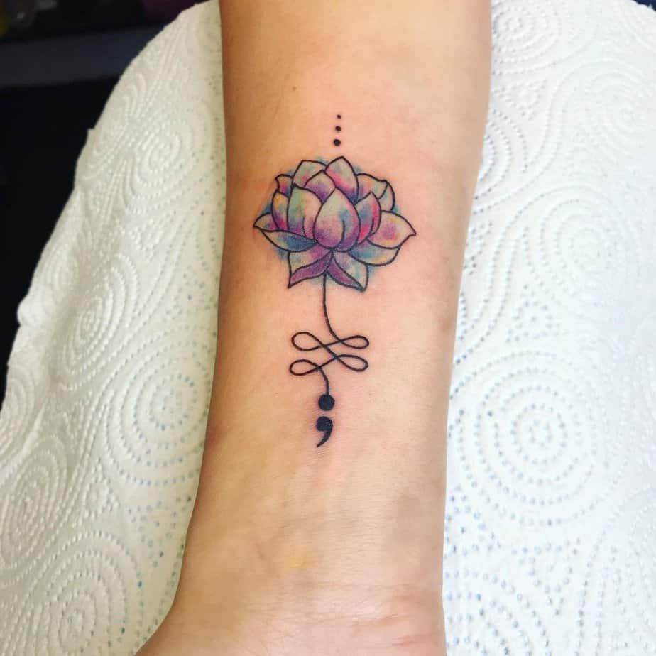 Flower semicolon tattoo