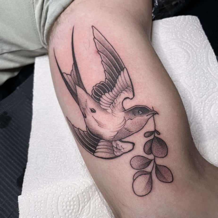 6. Swallow carrying eucalyptus