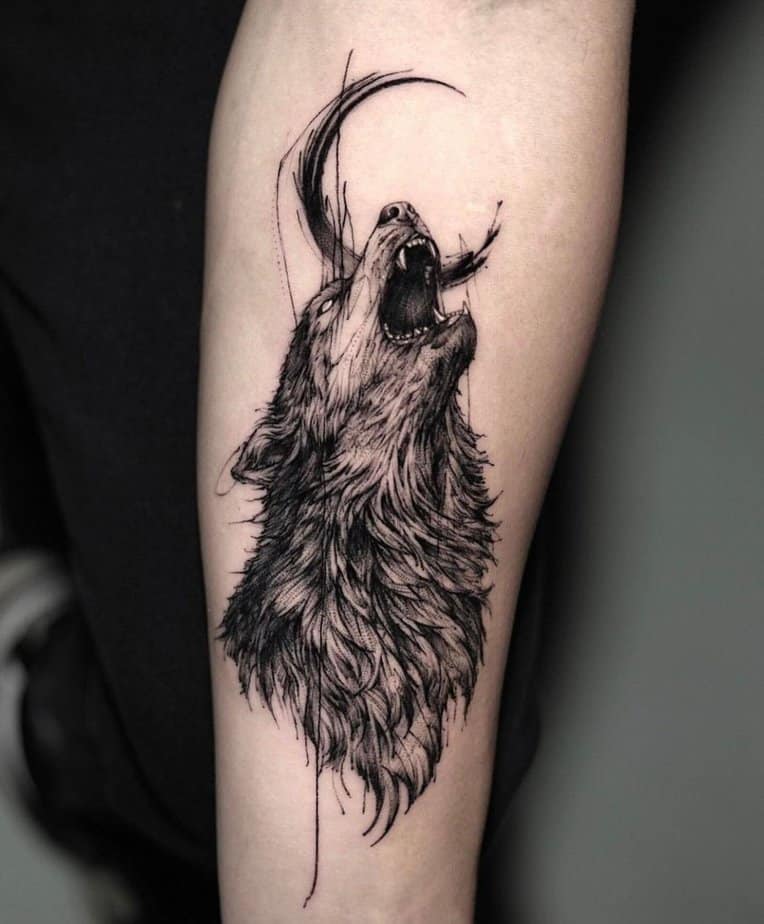 Moonlit howl sketch tattoo