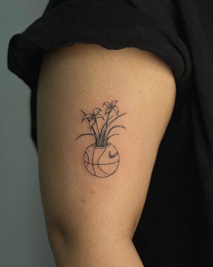 Floral basketball tattoo