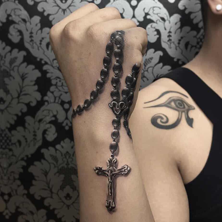 18 Divine Rosary Tattoos For Embodying Spiritual Strength