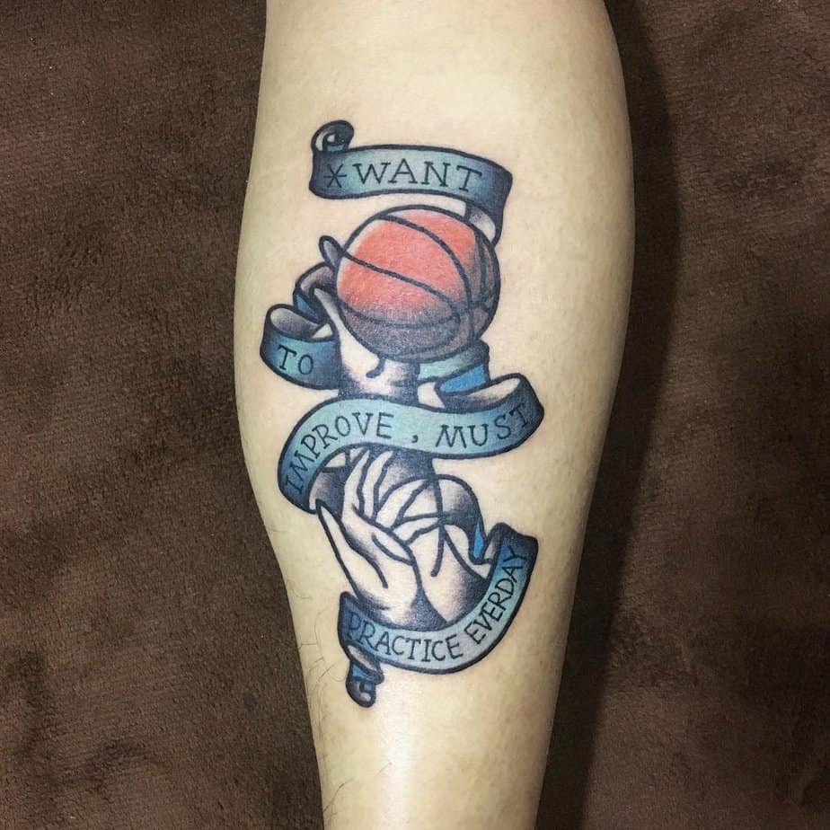 Motivational basketball tattoo