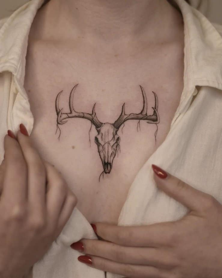 Delicate chest piece deer skull