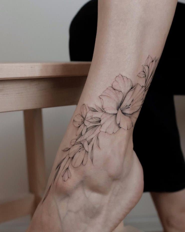 Elegant gladiolus on the ankle