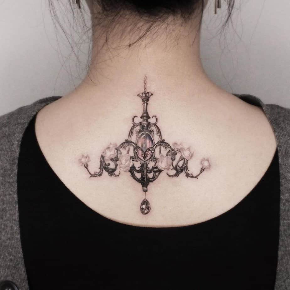 Floral chandelier tattoo