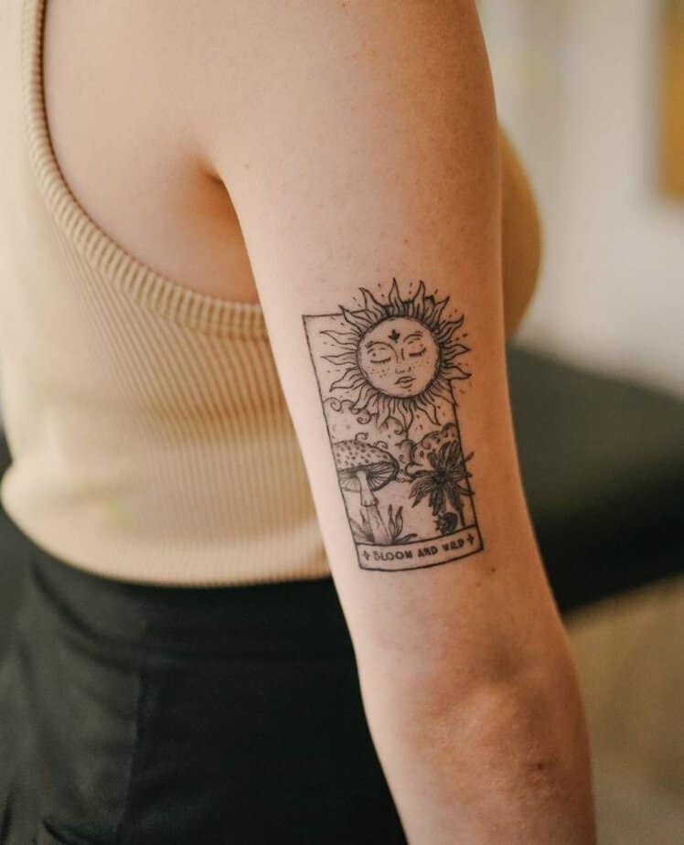 Sun tarot tattoo bloom and wild