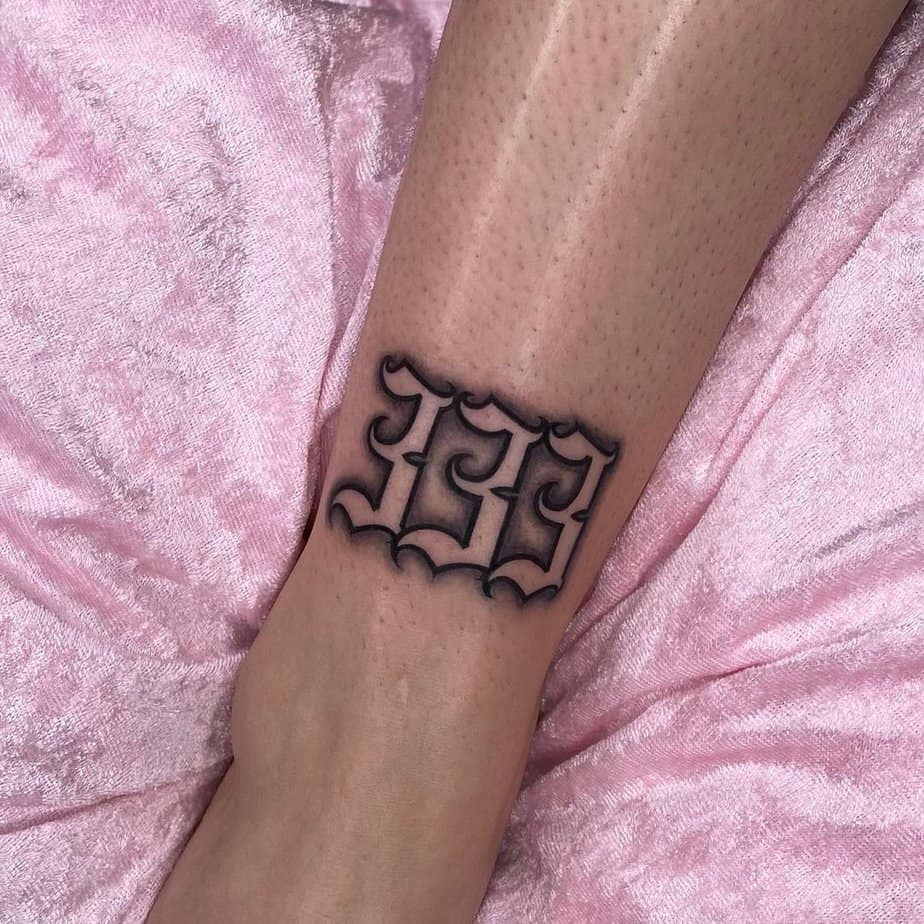 Ankle 333 tattoo