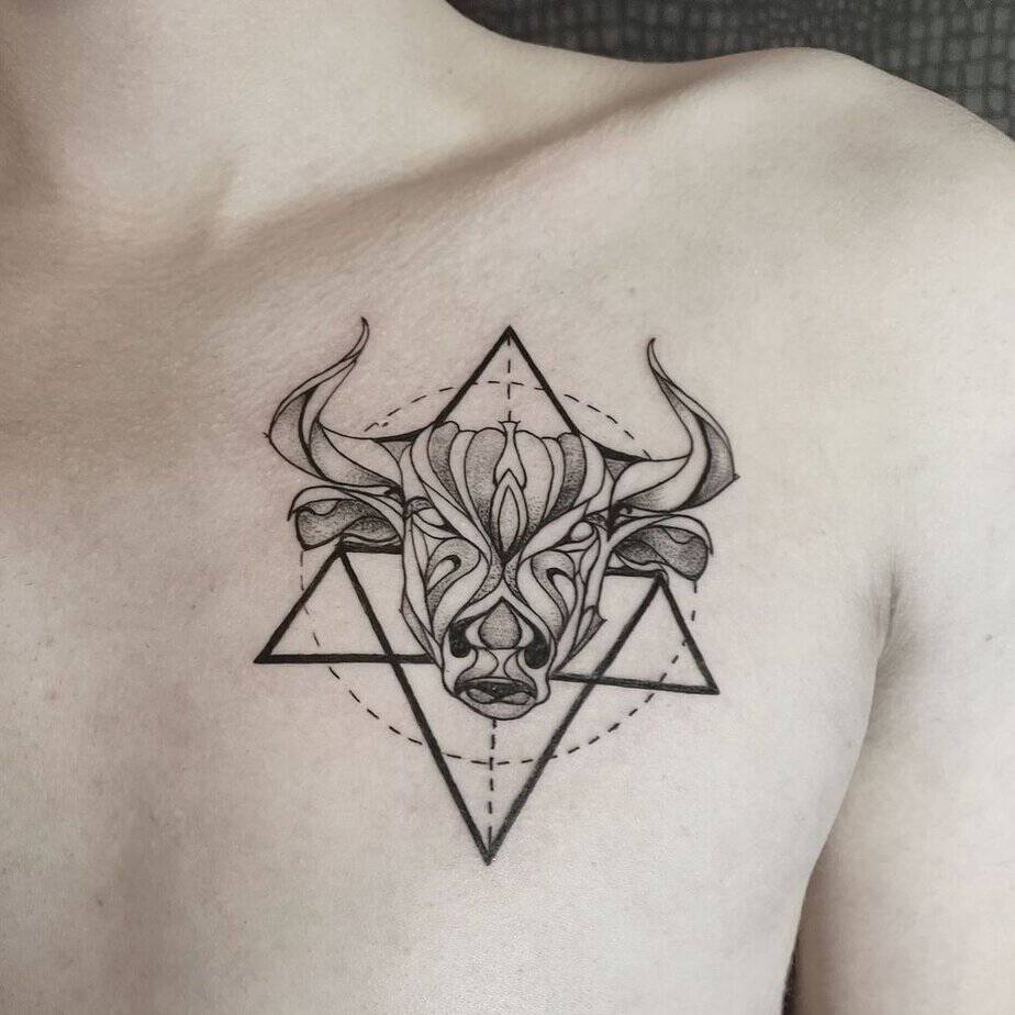 Geometric bull on the chest