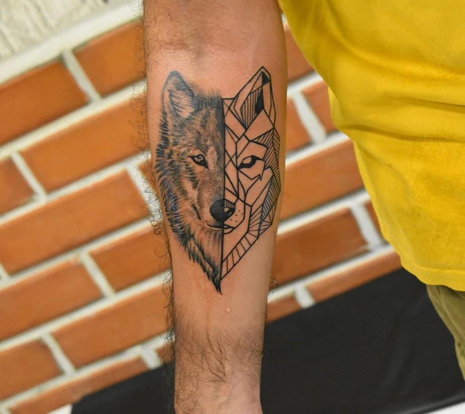 Duality wolf tattoo