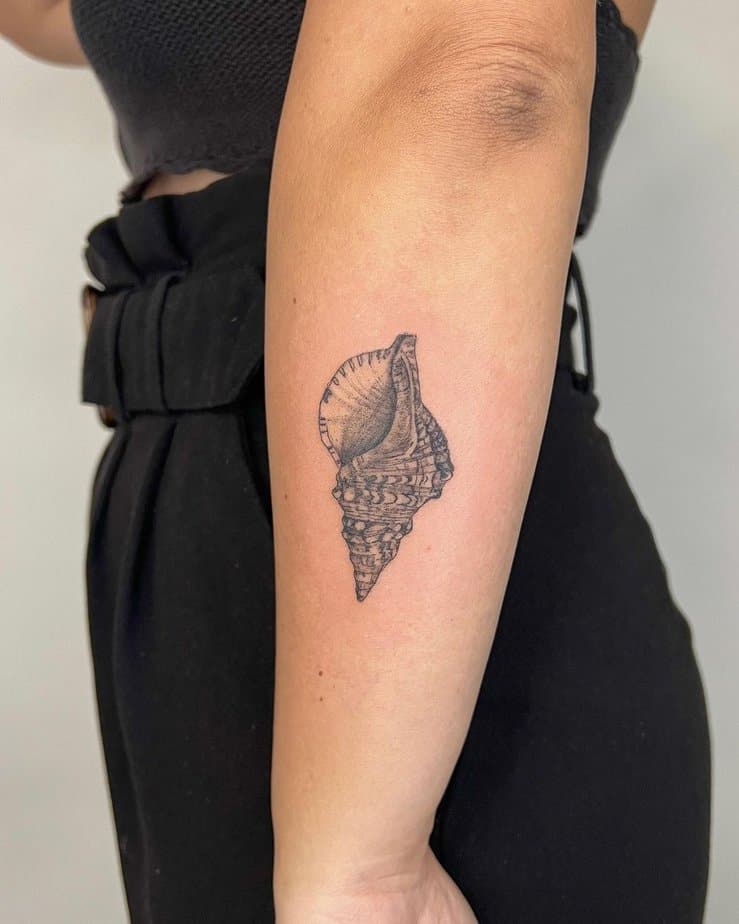 11. A conch shell on the forearm