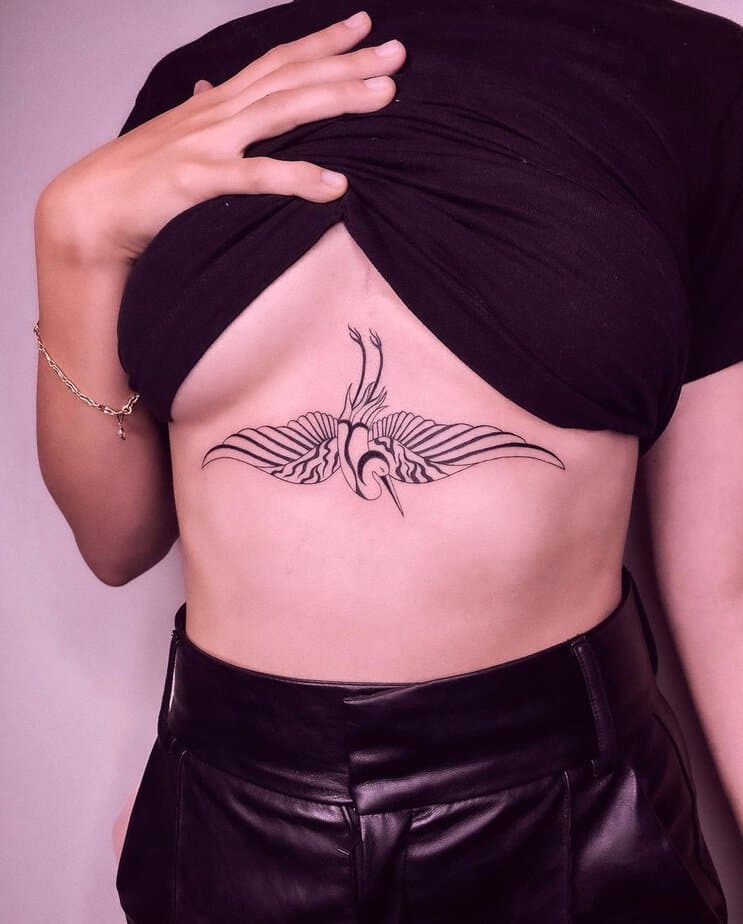 A crane sternum tattoo