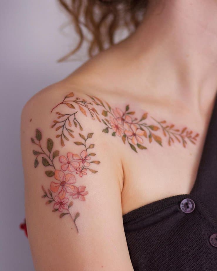 20. A freehand jasmine tattoo