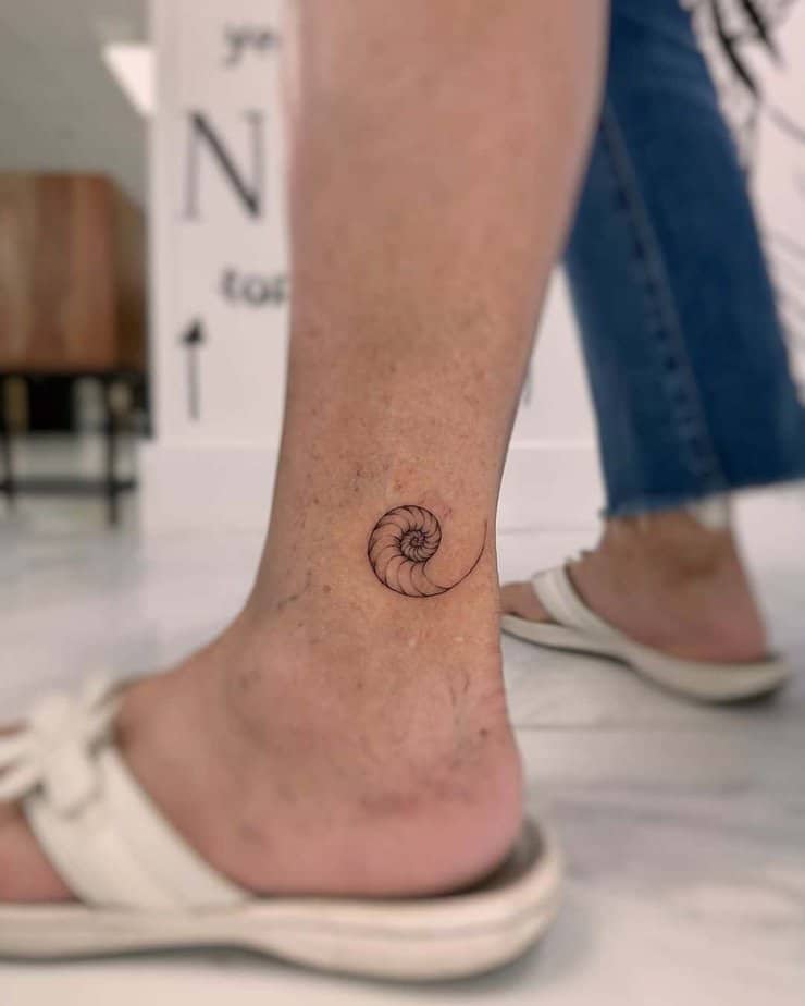 13. A nautilus shell on the ankle