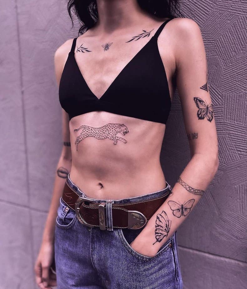 A tiger sternum tattoo