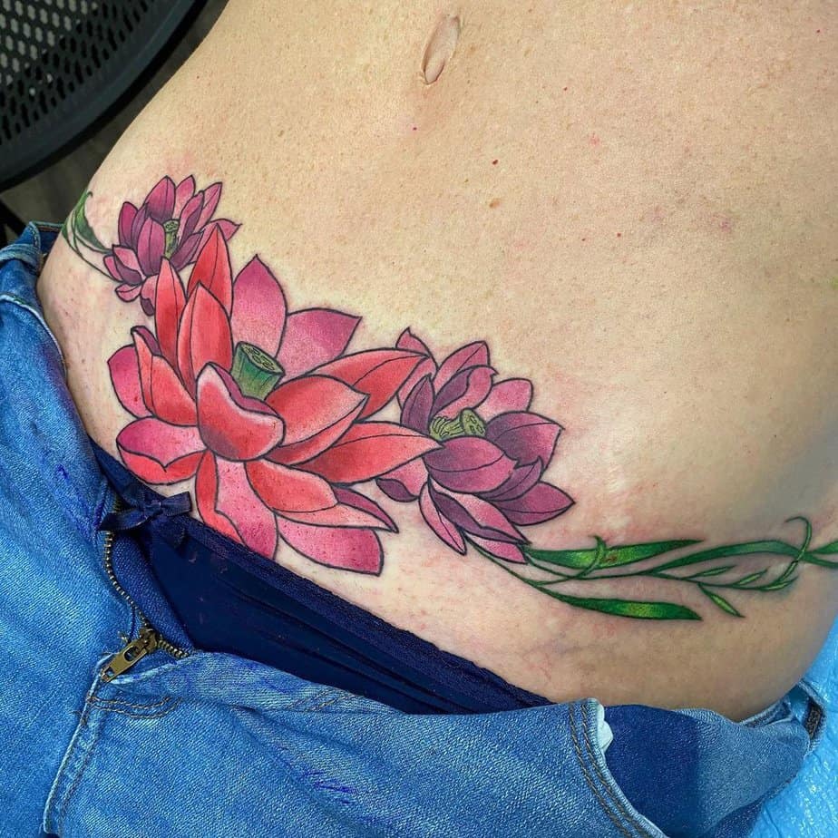 10. A vibrant tummy tuck tattoo