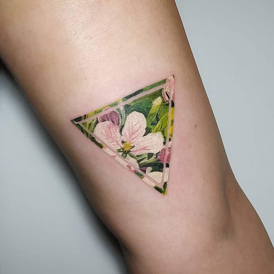 Apple blossom in an upside-down triangle