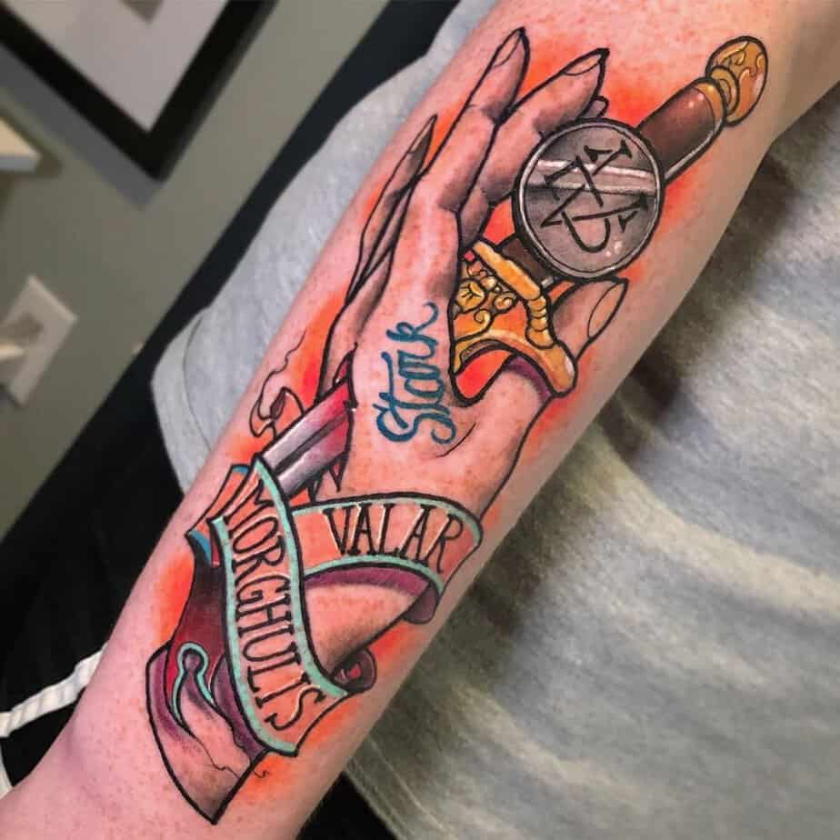 Arya's Needle tattoo